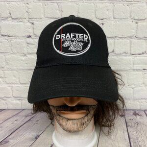 Drafted by Pro Hockey Life Trucker Hat Mesh Cap Snapback Black White OTH Sports